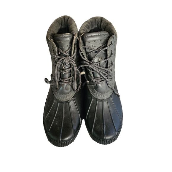 Tommy Hilfiger TM Charlie Water Resistant Leather Rubber Duck Boots Gray 8 - Picture 3 of 6